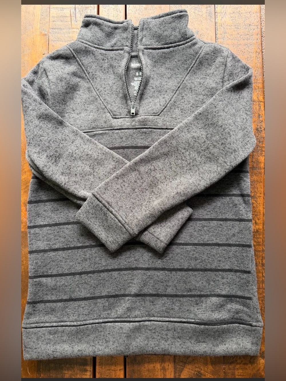 BONGO Boys' Gray Striped Half-Zip Pullover Sweater